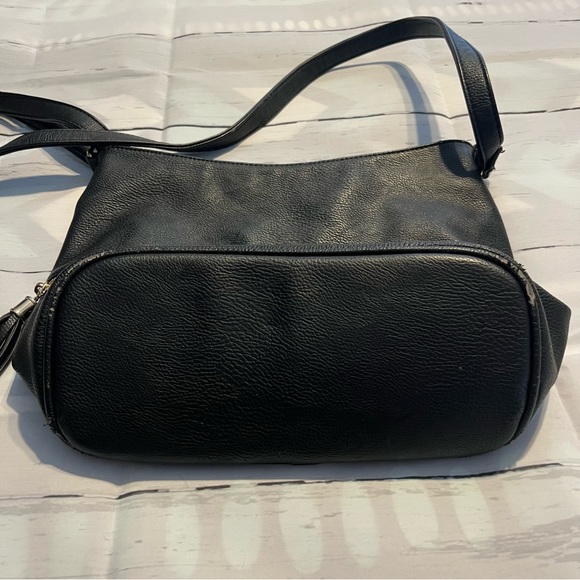 Black Medium Size Faux Leather Zip Up Purse with Gold Zipper Details - Picture 2 of 12